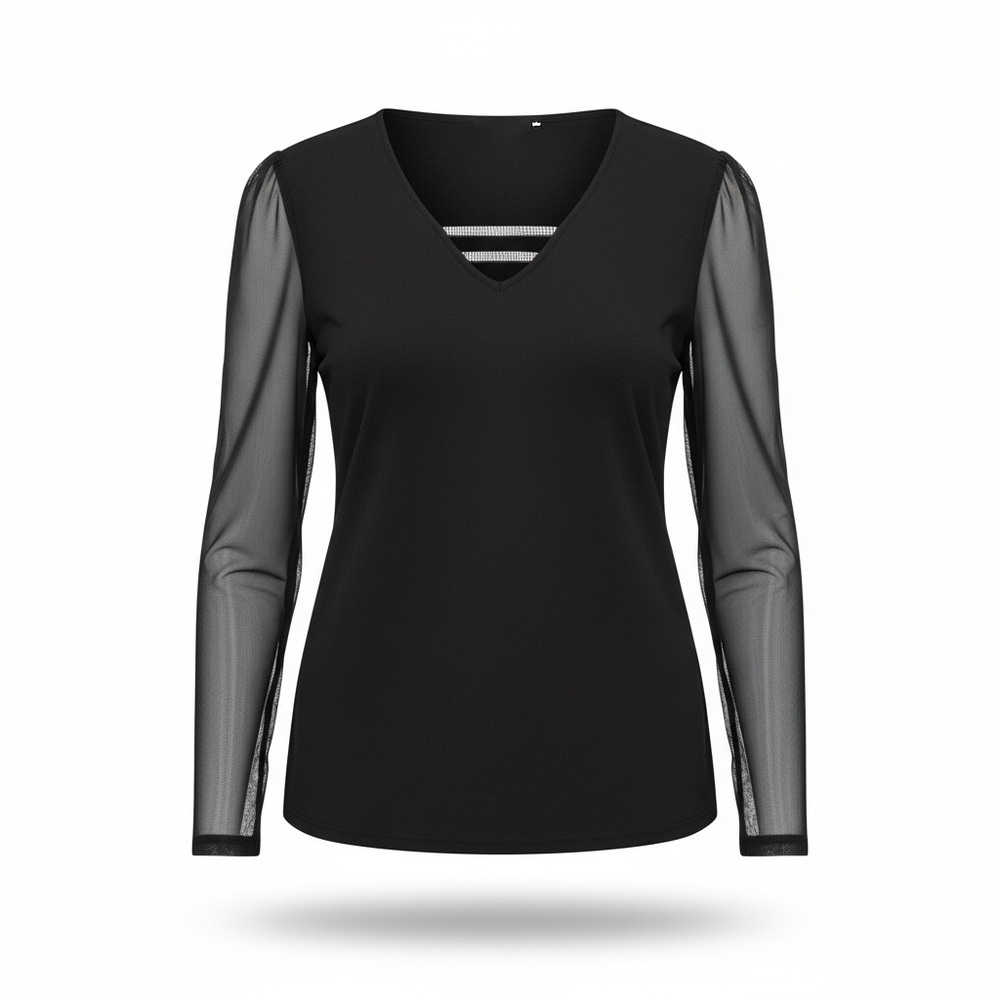 Scarlett Black Long Sleeve Mesh Top